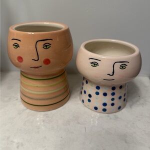 Threshold Ceramic Face Planters in Peach and Light Pink